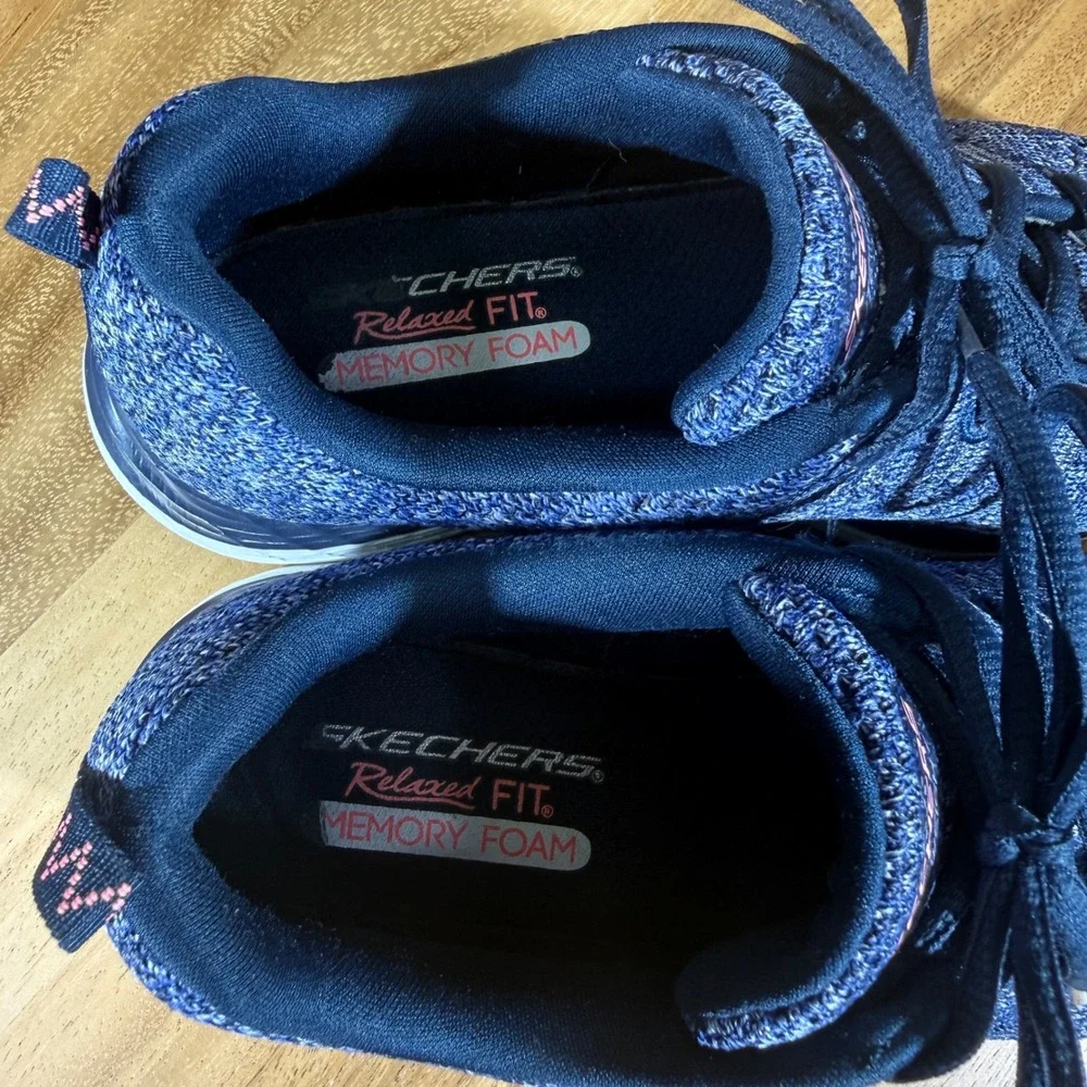 Skechers Sneakers Womens 7 Navy Blue Lite-Weight Tennis Shoes 12591TX Knit